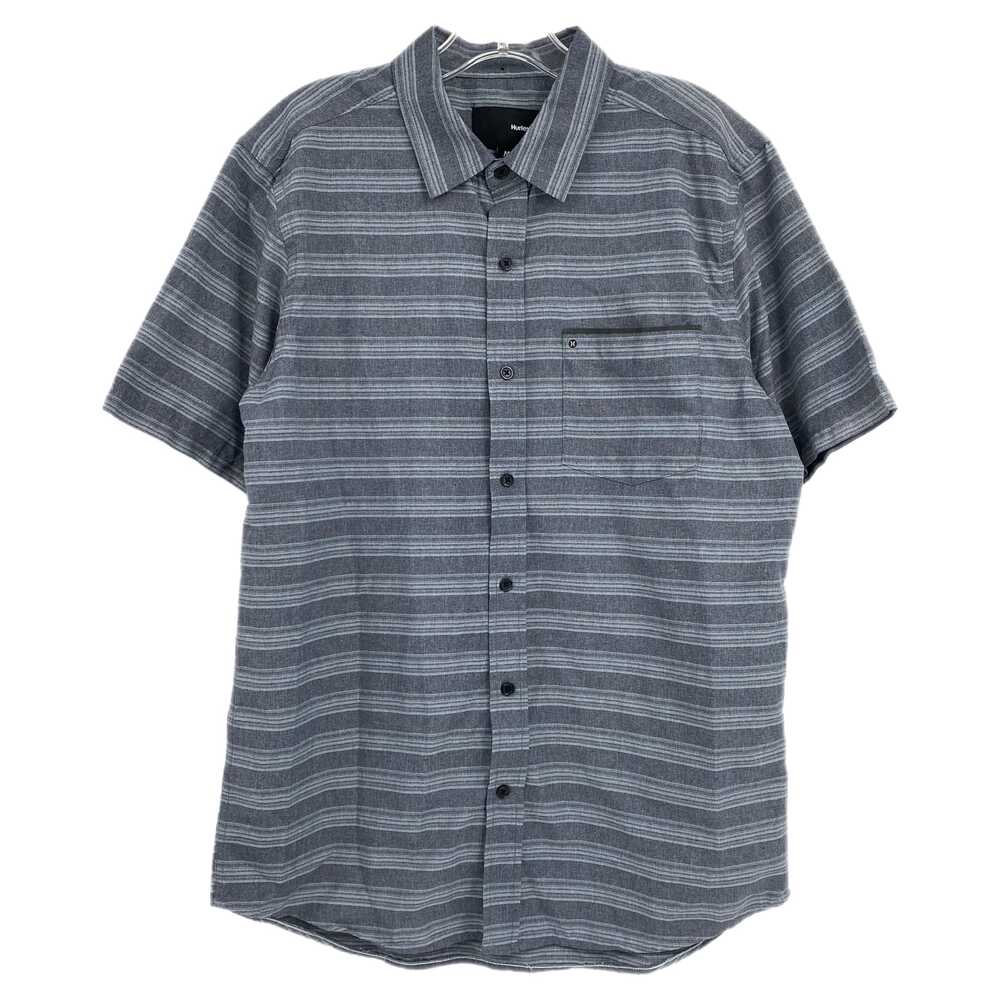 Hurley Gray Striped Short Sleeve Button-Up Shirt | Size M